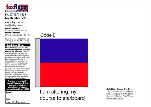 Code E Size 3 (I'M ALTERING MY COURSE TO STARBOARD)
