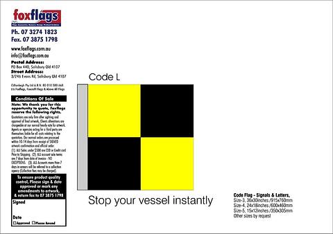 Code L Size 3 (STOP YOUR VESSEL INSTANTLY)