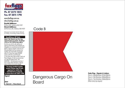 Code B Size 4 (DANGEROUS CARGO ON BOARD)